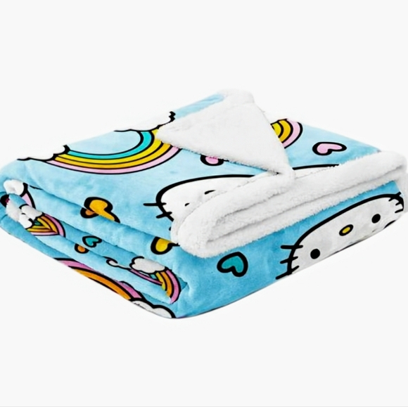 NEW Hello Kitty 'Rainbows and Hearts' Sherpa Throw in Gift Box - Picture 3 of 9